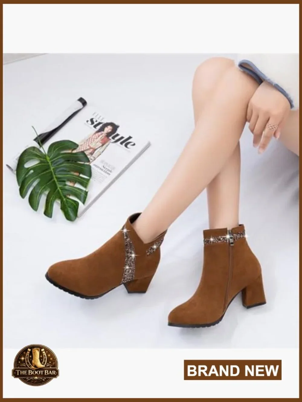 Block Chunky Heel Ankle Booties Round Toe Side Zipper Dress Boots - Picture 6 of 6